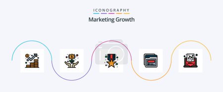 Ilustración de Marketing Growth Line Filled Flat 5 Icon Pack Including web. page. hands. reward - Imagen libre de derechos