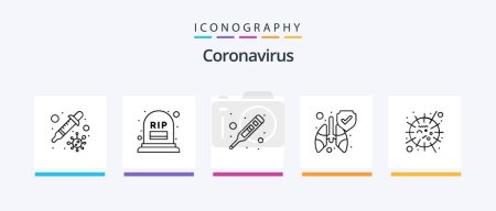 Téléchargez les illustrations : Coronavirus Line 5 Icon Pack Including coronavirus. vaccine. virus protection. protection. virus. Creative Icons Design - en licence libre de droit