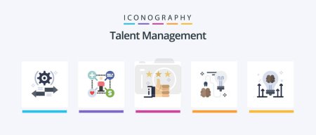Téléchargez les illustrations : Talent Management Flat 5 Icon Pack Including brainstorming. brain. add. star. tumbs. Creative Icons Design - en licence libre de droit