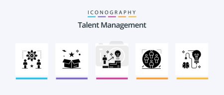 Téléchargez les illustrations : Talent Management Glyph 5 Icon Pack Including group. user. package. solution. user. Creative Icons Design - en licence libre de droit