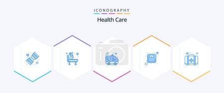 Illustration for Health Care 25 Blue icon pack including case. weight. ambulance. weigh. diet - Royalty Free Image