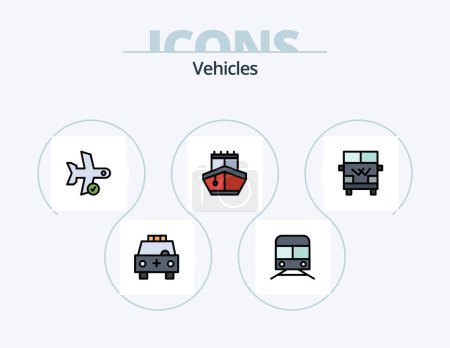 Ilustración de Vehicles Line Filled Icon Pack 5 Icon Design. take. off. transportation. flight. transportation - Imagen libre de derechos