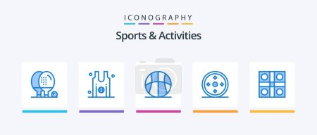 Illustration for Sports and Activities Blue 5 Icon Pack Including target. sport. team. focus. game. Creative Icons Design - Royalty Free Image
