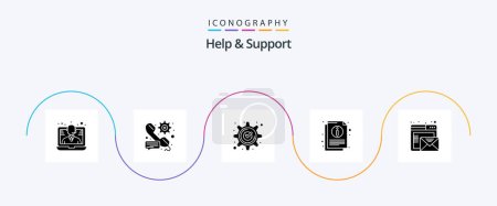 Illustration for Help And Support Glyph 5 Icon Pack Including sheet. info. message. gear - Royalty Free Image