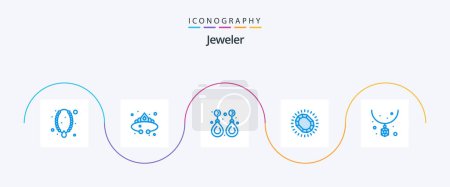 Ilustración de Jewellery Blue 5 Icon Pack Including jewelry. fashion. jewelry. valuable. gemstone - Imagen libre de derechos