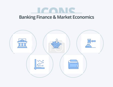 Illustration for Banking Finance And Market Economics Blue Icon Pack 5 Icon Design. government. court. finance. building. bank - Royalty Free Image