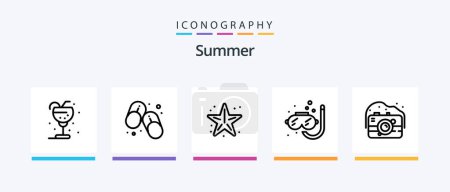Ilustración de Summer Line 5 Icon Pack Including arrow. ice. air. glass. beverage. Creative Icons Design - Imagen libre de derechos