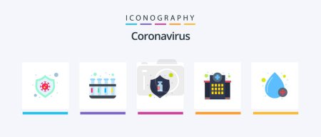 Illustration for Coronavirus Flat 5 Icon Pack Including blood. medical. protection. hospital. building. Creative Icons Design - Royalty Free Image