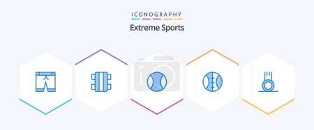 Illustration for Sport 25 Blue icon pack including . sport. sport. gym. exercise - Royalty Free Image