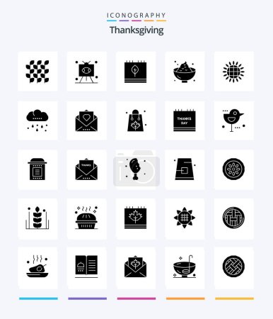 Téléchargez les illustrations : Creative Thanksgiving 25 Glyph Solid Black icon pack  Such As holiday. dinner. sports. season. fall - en licence libre de droit