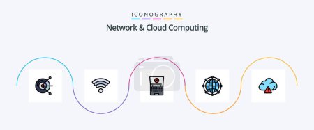 Illustration for Network And Cloud Computing Line Filled Flat 5 Icon Pack Including technology. cloud. computing. technology. internet - Royalty Free Image