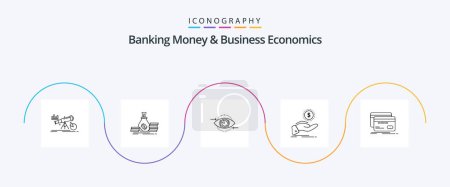 Illustration for Banking Money And Business Economics Line 5 Icon Pack Including debt. help. loan. plan. marketing - Royalty Free Image