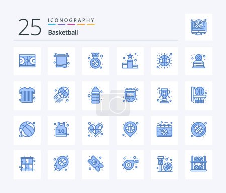 Téléchargez les illustrations : Basketball 25 Blue Color icon pack including star. position star. break. position. position - en licence libre de droit
