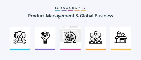 Ilustración de Product Managment And Global Business Line 5 Icon Pack Including product. box. fast. open product. delegating. Creative Icons Design - Imagen libre de derechos
