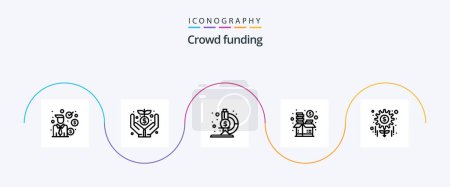 Ilustración de Crowdfunding Line 5 Icon Pack Including management. money. laboratory. fund. investment - Imagen libre de derechos