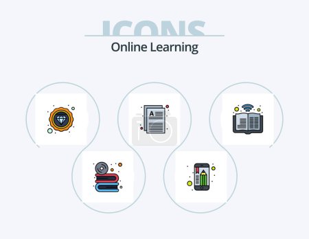Illustration for Online Learning Line Filled Icon Pack 5 Icon Design. knowledge. elearning. study. education. knowledge - Royalty Free Image
