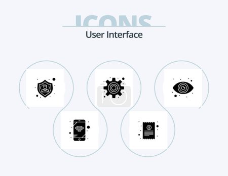 Illustration for User Interface Glyph Icon Pack 5 Icon Design. . eyeball. people. eye. gear - Royalty Free Image