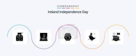 Téléchargez les illustrations : Ireland Independence Day Glyph 5 Icon Pack Including celebrate. sparrow. gold. pet. bird - en licence libre de droit