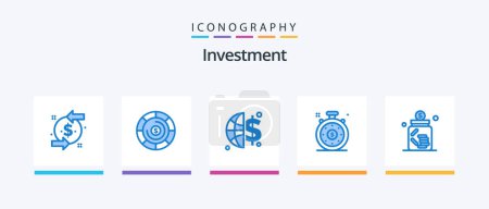 Téléchargez les illustrations : Investment Blue 5 Icon Pack Including saving. investment. global invesment. business. speedometer. Creative Icons Design - en licence libre de droit
