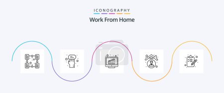Illustration for Work From Home Line 5 Icon Pack Including employee. indoors. chat. house. chart - Royalty Free Image