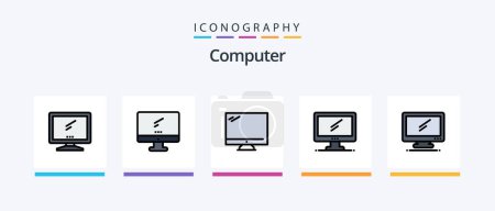 Illustration for Computer Line Filled 5 Icon Pack Including . laptop.. Creative Icons Design - Royalty Free Image