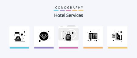 Ilustración de Hotel Services Glyph 5 Icon Pack Including ironing. communication. bag. telephone. call. Creative Icons Design - Imagen libre de derechos