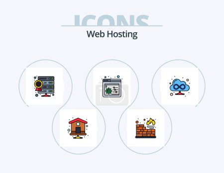 Illustration for Web Hosting Line Filled Icon Pack 5 Icon Design. web. browser. ecommerce. settings. web control - Royalty Free Image