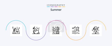 Illustration for Summer Line 5 Icon Pack Including summer. holiday. summer. weather. summer - Royalty Free Image