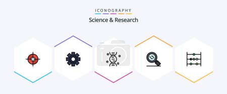 Illustration for Science 25 FilledLine icon pack including . science. research. math. virus - Royalty Free Image