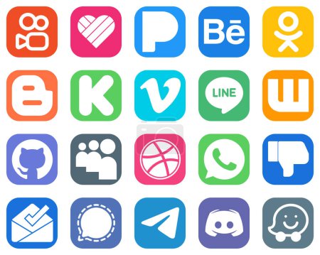 Ilustración de 20 High Quality Social Media Icons such as dislike. dribbble. funding. myspace and wattpad icons. Gradient Social Media Icon Set - Imagen libre de derechos