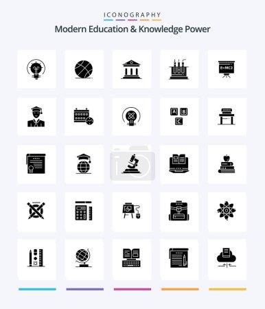 Téléchargez les illustrations : Creative Modern Education And Knowledge Power 25 Glyph Solid Black icon pack  Such As teacher. medical. university. lab. tube - en licence libre de droit