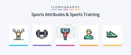 Illustration for Sports Atributes And Sports Training Line Filled 5 Icon Pack Including badge. golf. game. club. aim. Creative Icons Design - Royalty Free Image