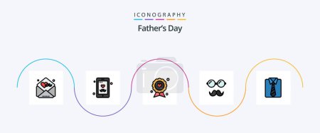 Ilustración de Fathers Day Line Filled Flat 5 Icon Pack Including clothes. glasses. badge. father. label - Imagen libre de derechos