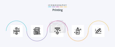 Téléchargez les illustrations : Printing Line 5 Icon Pack Including marker. drawing. d print. printing. color - en licence libre de droit
