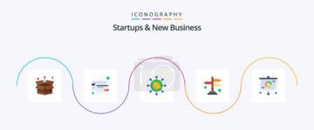 Ilustración de Startups And New Business Flat 5 Icon Pack Including graph. ways. cash. way. direction - Imagen libre de derechos