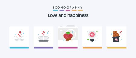 Illustration for Love Flat 5 Icon Pack Including heart. bulb. drink. heart. strawberry. Creative Icons Design - Royalty Free Image