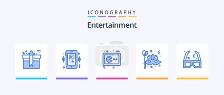 Illustration for Entertainment Blue 5 Icon Pack Including carnival. mask. player. console. gaming. Creative Icons Design - Royalty Free Image