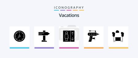 Ilustración de Vacations Glyph 5 Icon Pack Including drilling. perforator . pointer. drill . lift. Creative Icons Design - Imagen libre de derechos