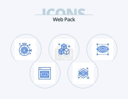 Téléchargez les illustrations : Web Pack Blue Icon Pack 5 Icon Design. designing. creativity. stopwatch. cube. d - en licence libre de droit