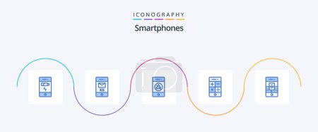 Illustration for Smartphones Blue 5 Icon Pack Including communications. technology. audio. phone. calculator - Royalty Free Image