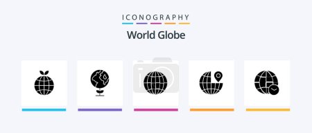 Ilustración de Globe Glyph 5 Icon Pack Including . time. world. web. globe. Creative Icons Design - Imagen libre de derechos