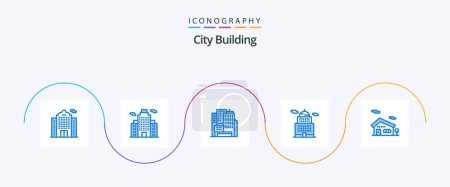 Téléchargez les illustrations : City Building Blue 5 Icon Pack Including . house. construction. home. museum - en licence libre de droit