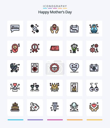 Ilustración de Creative Happy Mothers Day 25 Line FIlled icon pack  Such As children. baby. child care. love. day - Imagen libre de derechos