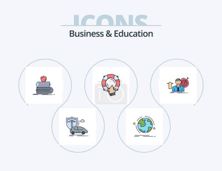 Ilustración de Business And Education Line Filled Icon Pack 5 Icon Design. school. idea. hands. creative - Imagen libre de derechos