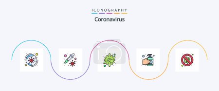 Illustration for Coronavirus Line Filled Flat 5 Icon Pack Including security. bacteria. antigen. sanitizer. hand wash - Royalty Free Image