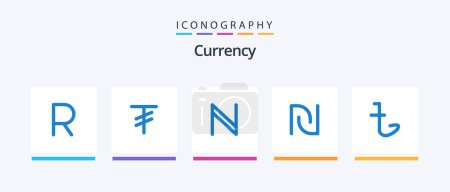 Illustration for Currency Blue 5 Icon Pack Including taka. currency. crypto. bangladesh. israel. Creative Icons Design - Royalty Free Image