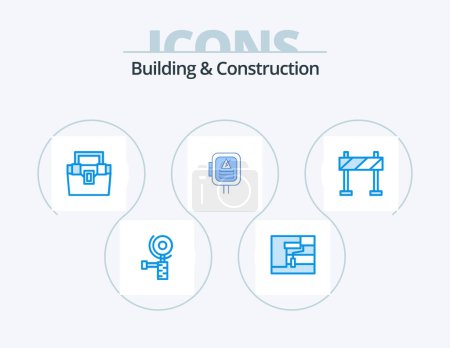 Illustration for Building And Construction Blue Icon Pack 5 Icon Design. barrier. transformer. box. power. voltage - Royalty Free Image