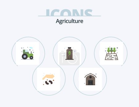 Téléchargez les illustrations : Agriculture Flat Icon Pack 5 Icon Design. tree. agriculture. agriculture. agriculture. bottle - en licence libre de droit