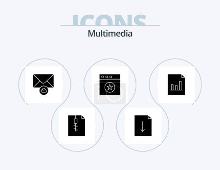 Ilustración de Multimedia Glyph Icon Pack 5 Icon Design. . . mail. graph. analytics - Imagen libre de derechos