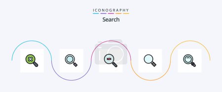 Illustration for Search Line Filled Flat 5 Icon Pack Including glass. search. research. find. magnifying - Royalty Free Image